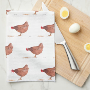Linge De Cuisine Aquarelle de poulet Country Rooster Farmhouse