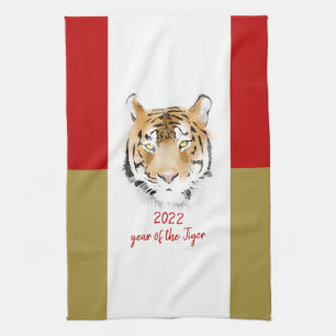 Linge De Cuisine Aquarelle de tigre chinois Nouvel An 2022 Zodiac
