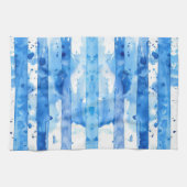 Linge De Cuisine Aquarelle Décor de plage bleu et blanc rayé (Horizontal)