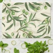 Linge De Cuisine Aquarelle des branches d'olive (Plié)