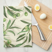 Linge De Cuisine Aquarelle des branches d'olive (Quart Plié)