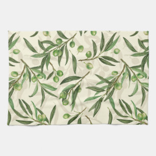 Linge De Cuisine Aquarelle des branches d'olive