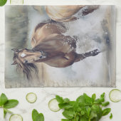 Linge De Cuisine Aquarelle des Chevaux sauvages (Plié)