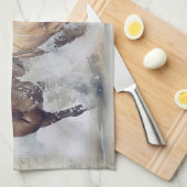 Linge De Cuisine Aquarelle des Chevaux sauvages (Quart Plié)