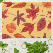 Linge De Cuisine Aquarelle des feuilles rouges (Plié)