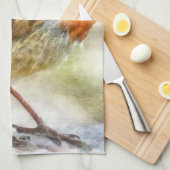 Linge De Cuisine Aquarelle d'hiver Robin de Noël (Quart Plié)