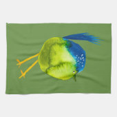 Linge De Cuisine Aquarelle d'oiseau vert mou (Horizontal)