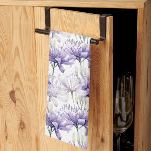 Linge De Cuisine Aquarelle douce Purple Motif Floral