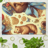 Linge De Cuisine Aquarelle d'ours Vintage (Plié)