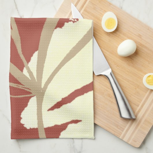 Linge De Cuisine Aquarelle en terre cuite Boho (Quart Plié)