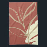 Linge De Cuisine Aquarelle en terre cuite Boho<br><div class="desc">Un design moderne bohème ou boho aquarelle feuille avec des éléments artistiques abstraits simples en terre cuite et jaune.</div>