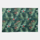 Linge De Cuisine Aquarelle Épinette de Noël aux cônes (Horizontal)