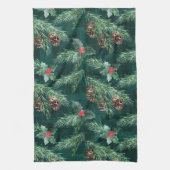 Linge De Cuisine Aquarelle Épinette de Noël aux cônes (Vertical)