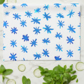 Linge De Cuisine Aquarelle étoilée - bleu (Plié)