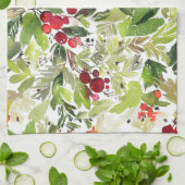 Linge De Cuisine Aquarelle Festive Holly Berry (Plié)