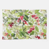 Linge De Cuisine Aquarelle Festive Holly Berry (Horizontal)