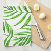 Linge De Cuisine Aquarelle feuille de palme (Quart Plié)