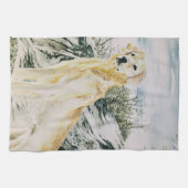 Linge De Cuisine Aquarelle Fière Golden Retriever Chien (Horizontal)