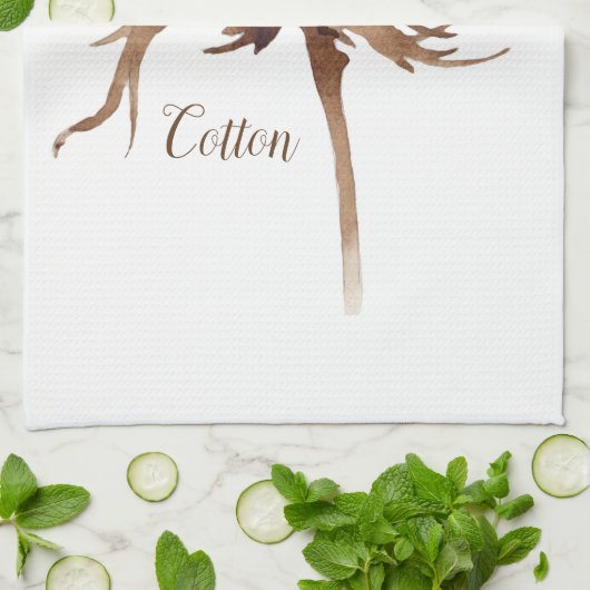 Linge De Cuisine Aquarelle Fleur de Coton (Plié)