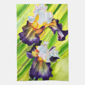 Linge De Cuisine Aquarelle fleur iris violet vert (Vertical)