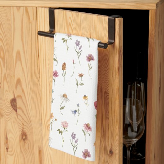Linge De Cuisine Aquarelle Fleur sauvage de printemps (Pliage en tiers)