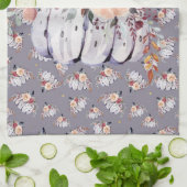 Linge De Cuisine Aquarelle fleurie violet citrouille d'automne (Plié)