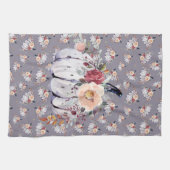 Linge De Cuisine Aquarelle fleurie violet citrouille d'automne (Horizontal)