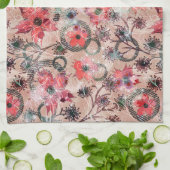 Linge De Cuisine Aquarelle, fleurs. (Plié)