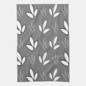 Linge De Cuisine Aquarelle Fleurs blanches Gris floral (Vertical)
