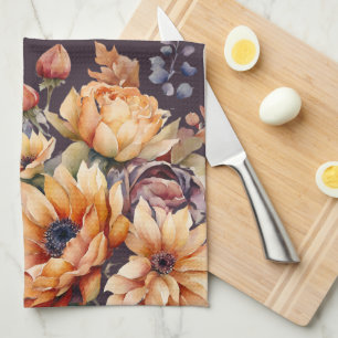 Linge De Cuisine Aquarelle Fleurs de chute-violet-