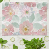 Linge De Cuisine Aquarelle fleurs délicates. (Plié)
