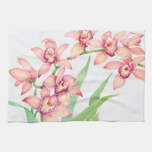 Linge De Cuisine Aquarelle Fleurs roses (Horizontal)