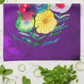 Linge De Cuisine Aquarelle fleurs violettes fleuries florales (Plié)