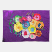 Linge De Cuisine Aquarelle fleurs violettes fleuries florales (Horizontal)