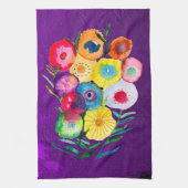Linge De Cuisine Aquarelle fleurs violettes fleuries florales (Vertical)