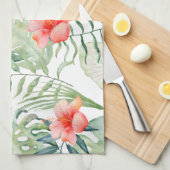 Linge De Cuisine Aquarelle florale de ketmie tropicale de feuille (Quart Plié)