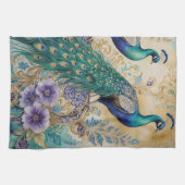 Linge De Cuisine Aquarelle florale Paisley Peacock (Horizontal)