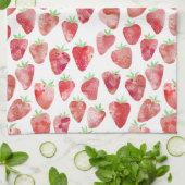 Linge De Cuisine Aquarelle fraise (Plié)