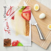 Linge De Cuisine Aquarelle Fraise Sucres Aimer Monogramme (Quart Plié)