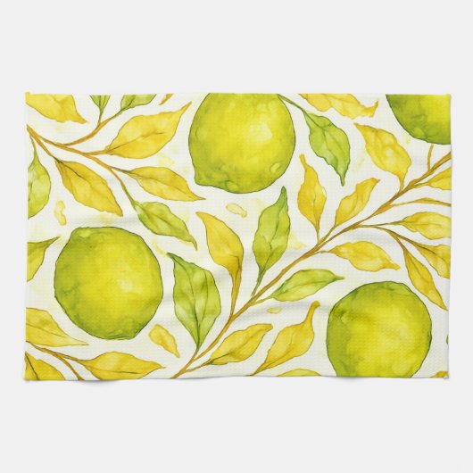 Linge De Cuisine Aquarelle Fruit citron Motif sans joint (Horizontal)