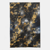 Linge De Cuisine Aquarelle Galaxie en marbre noir et or (Vertical)