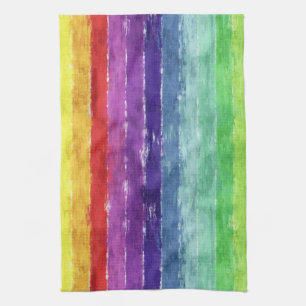 Linge De Cuisine Aquarelle géométrique de rayures
