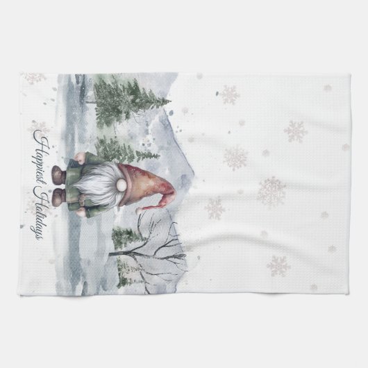 Linge De Cuisine Aquarelle Gnome (Horizontal)