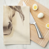 Linge De Cuisine Aquarelle Grange Animaux | Cheval (Quart Plié)