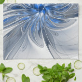 Linge De Cuisine Aquarelle gris bleu Abstrait Fractal Art Flower (Plié)