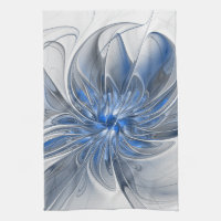 Aquarelle gris bleu Abstrait Fractal Art Flower