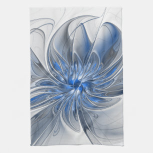 Linge De Cuisine Aquarelle gris bleu Abstrait Fractal Art Flower