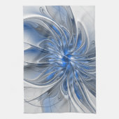 Linge De Cuisine Aquarelle gris bleu Abstrait Fractal Art Flower (Vertical)