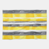 Linge De Cuisine Aquarelle gris jaune blanc rayé (Horizontal)