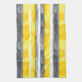 Linge De Cuisine Aquarelle gris jaune blanc rayé (Vertical)